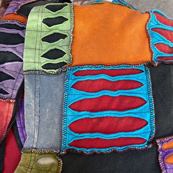 Vintage KPC Nepali Patchwork Razor Cut Hoodie Zip Front Wear Small - Picture 9 of 12